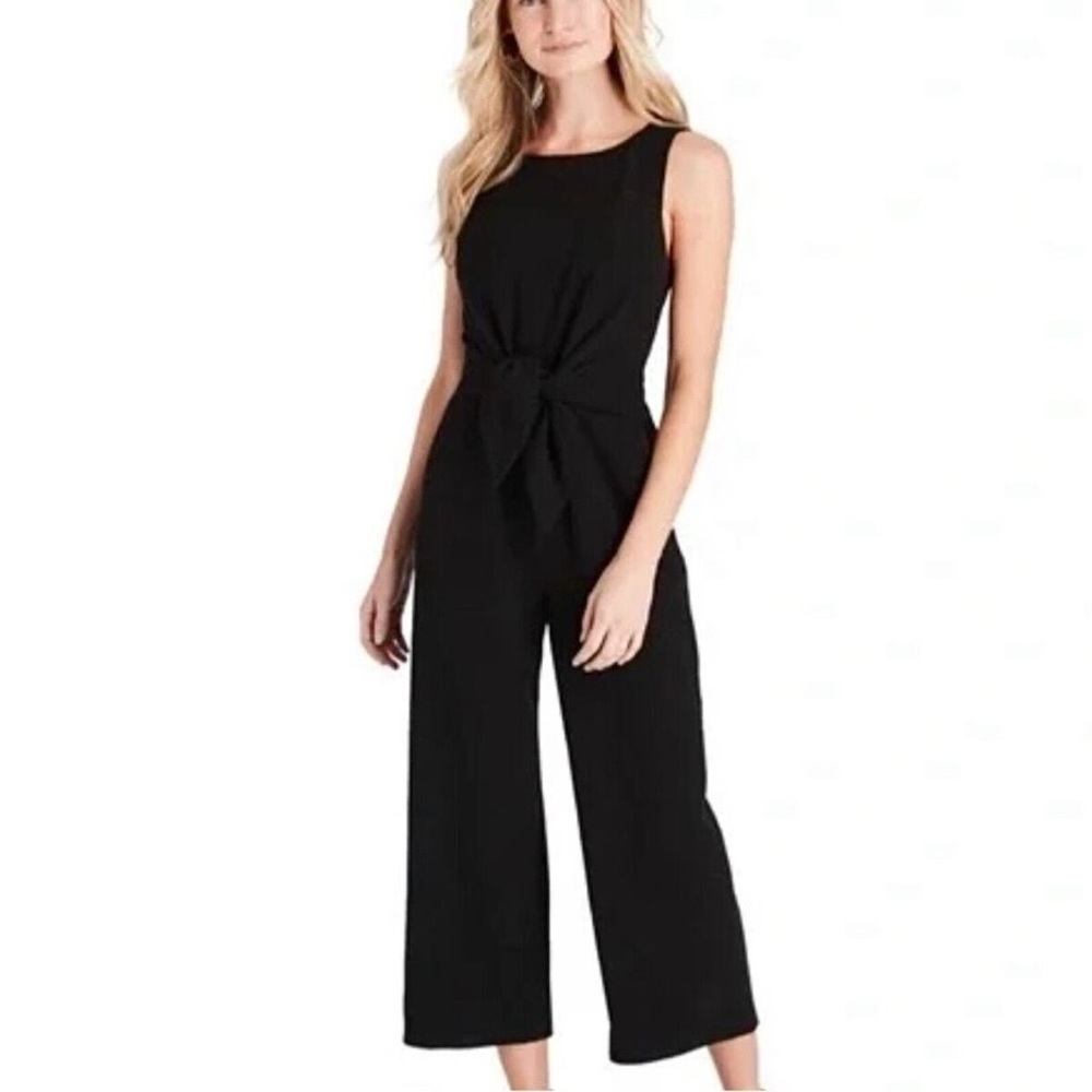 Vineyard Vines Black Sleeveless Seersucker Tie Waist Jumpsuit Size 0